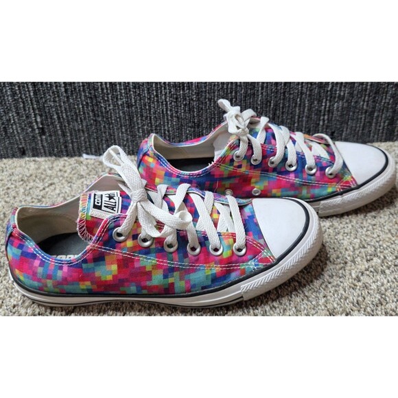 Converse All Star Low Top Pixels Sneakers Womens 8 Classic Colorful Abstract - Picture 8 of 15